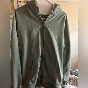 Green oversized one size brandy Melville jon galt zip of hoodie